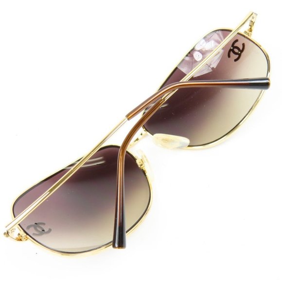 Authentic CHANEL CC Logo Gold Plated Vintage Gradient Tinted Lens Sunglasses Y2K - Picture 5 of 10